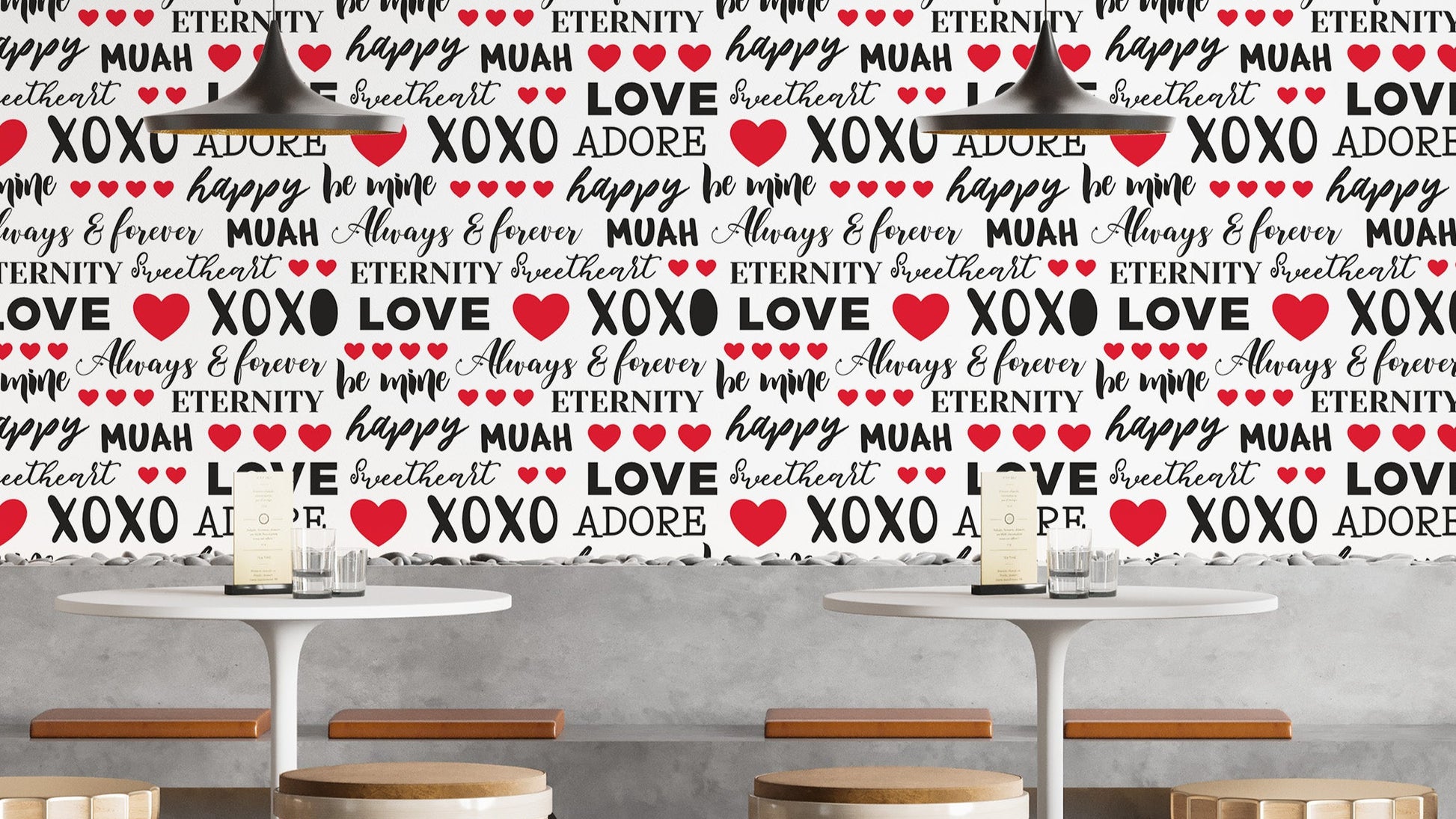 Love Quotes Wallpaper Mural with hearts
