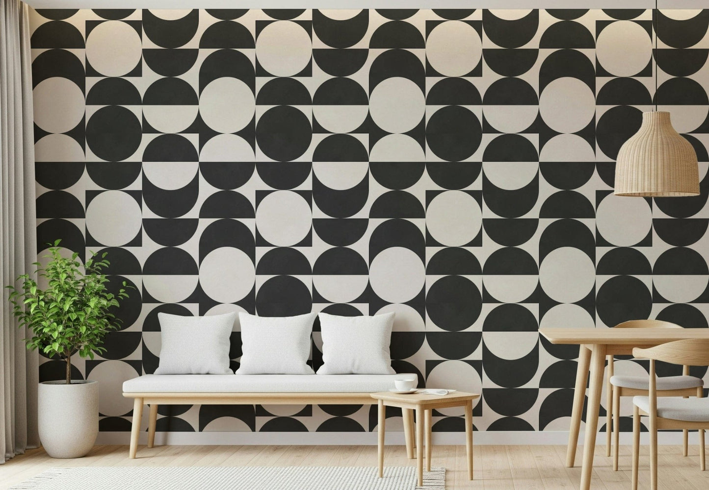 Bold round shape wallpaper in contrast