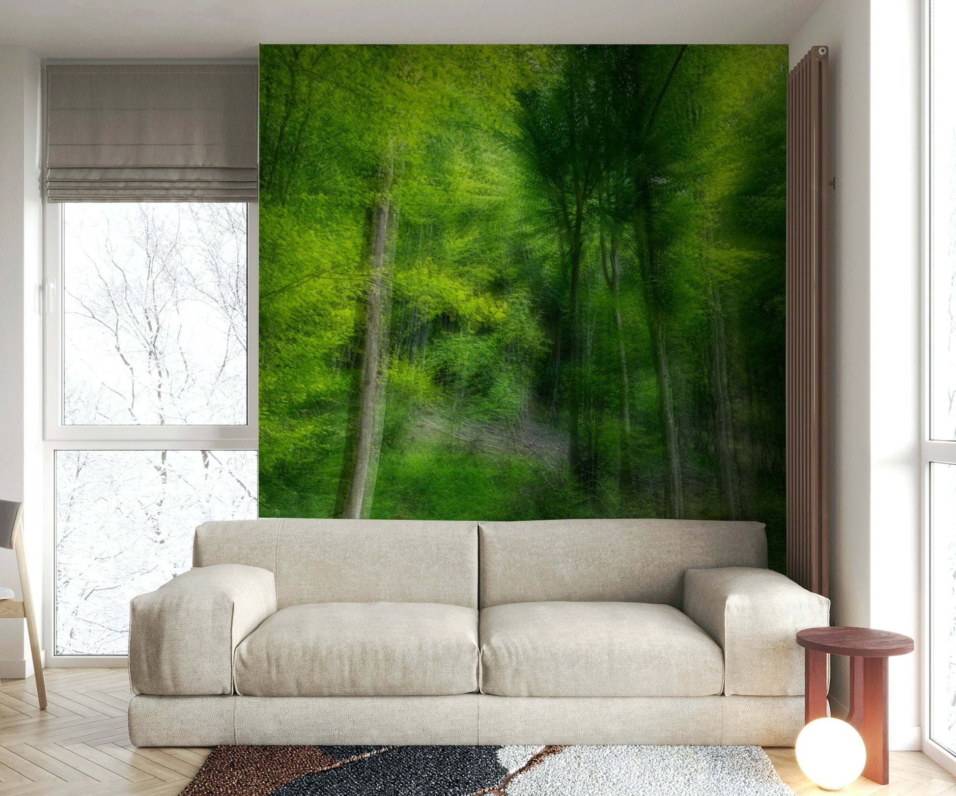Blurry woodland scene wall art
