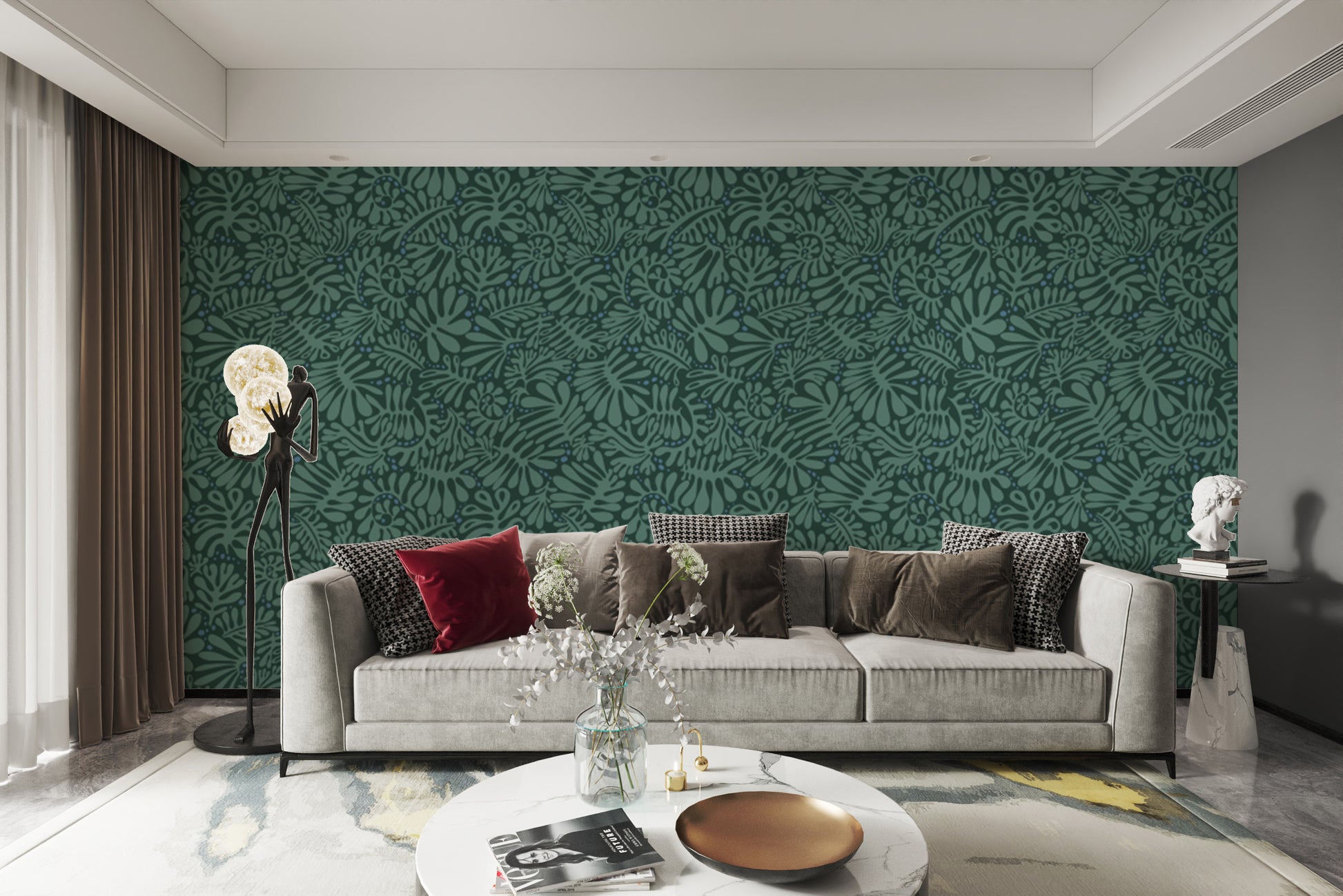 Emerald Matisse Foliage peel and stick wallpaper