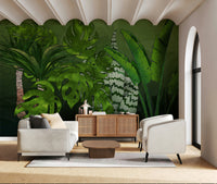 Botanical Tropical Jungle Garden nature inspired wall mural.