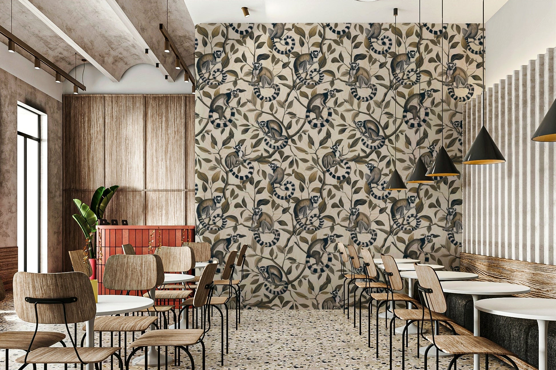 Artistic lemur wall mural

