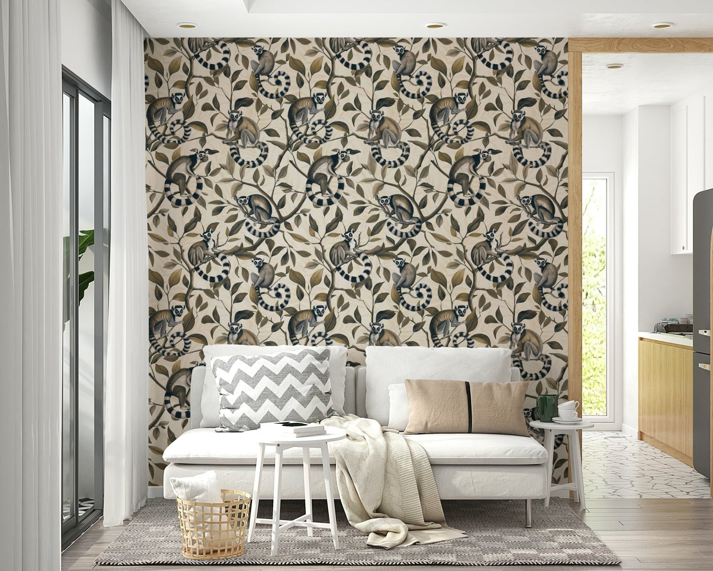 Ring-tailed lemur wallpaper pattern


