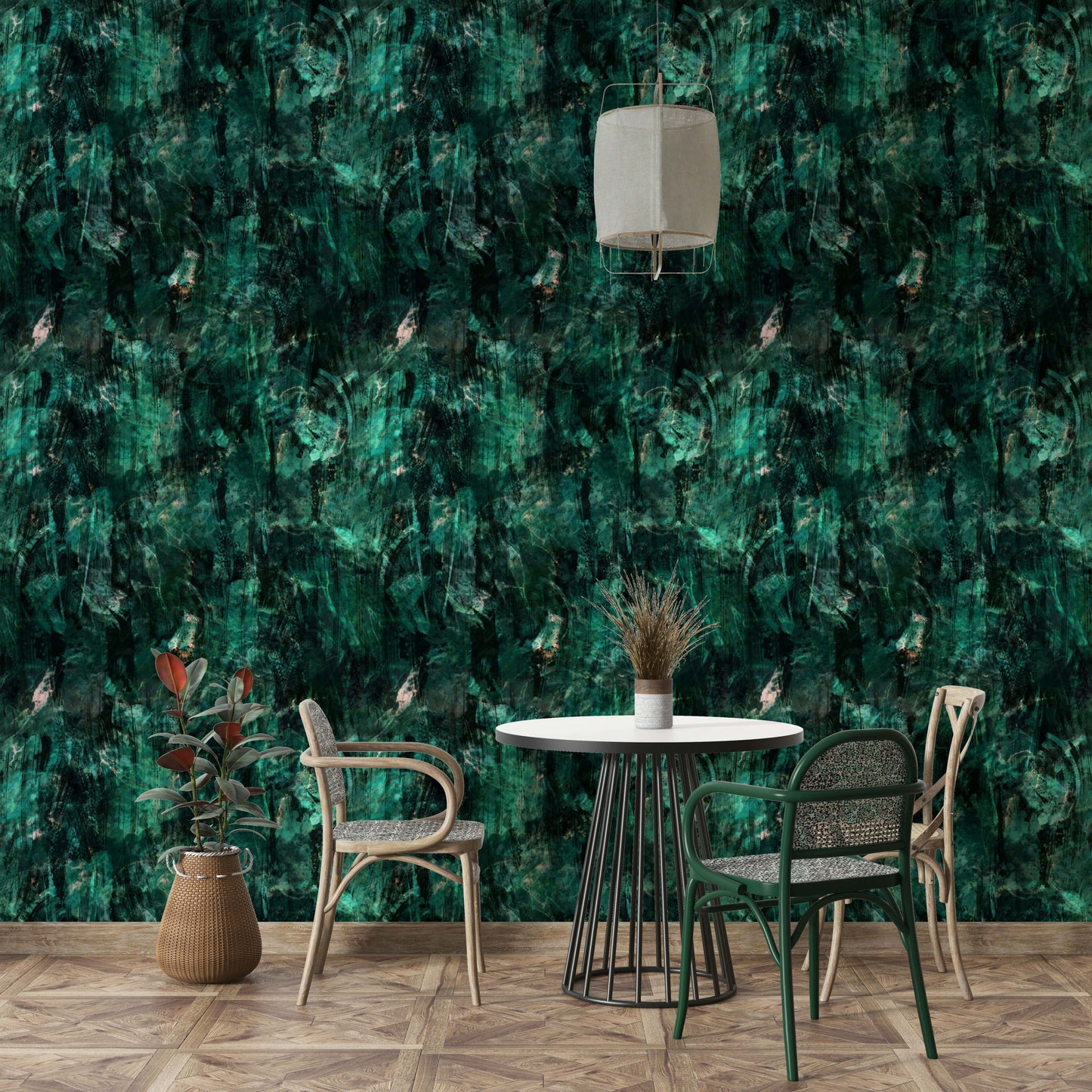 Emerald opulent mural wallpaper


