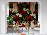 Lycoris Noir Midnight Romance white red flowers bloom Wall Mural