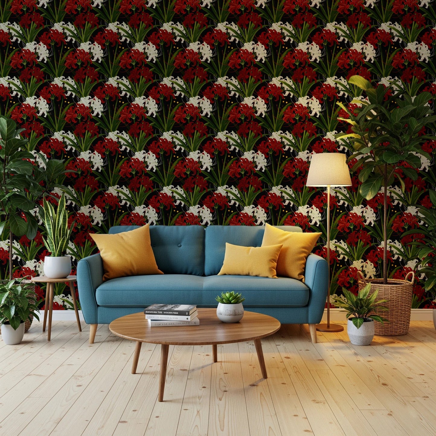 Lycoris Radiata Midnight Romantic spiderlily pattern Wallpaper⁠