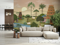 Madhuban Moonlight wall mural detail with branches and subtle highlights