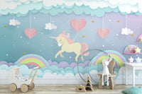 Running Unicorn with Clouds Wallpaper - Giffywalls