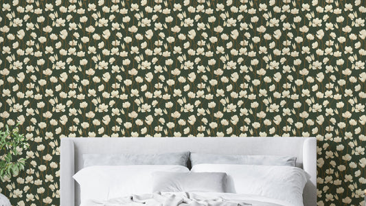 Moody magnolia forest dusk wallpaper for elegant interiors

