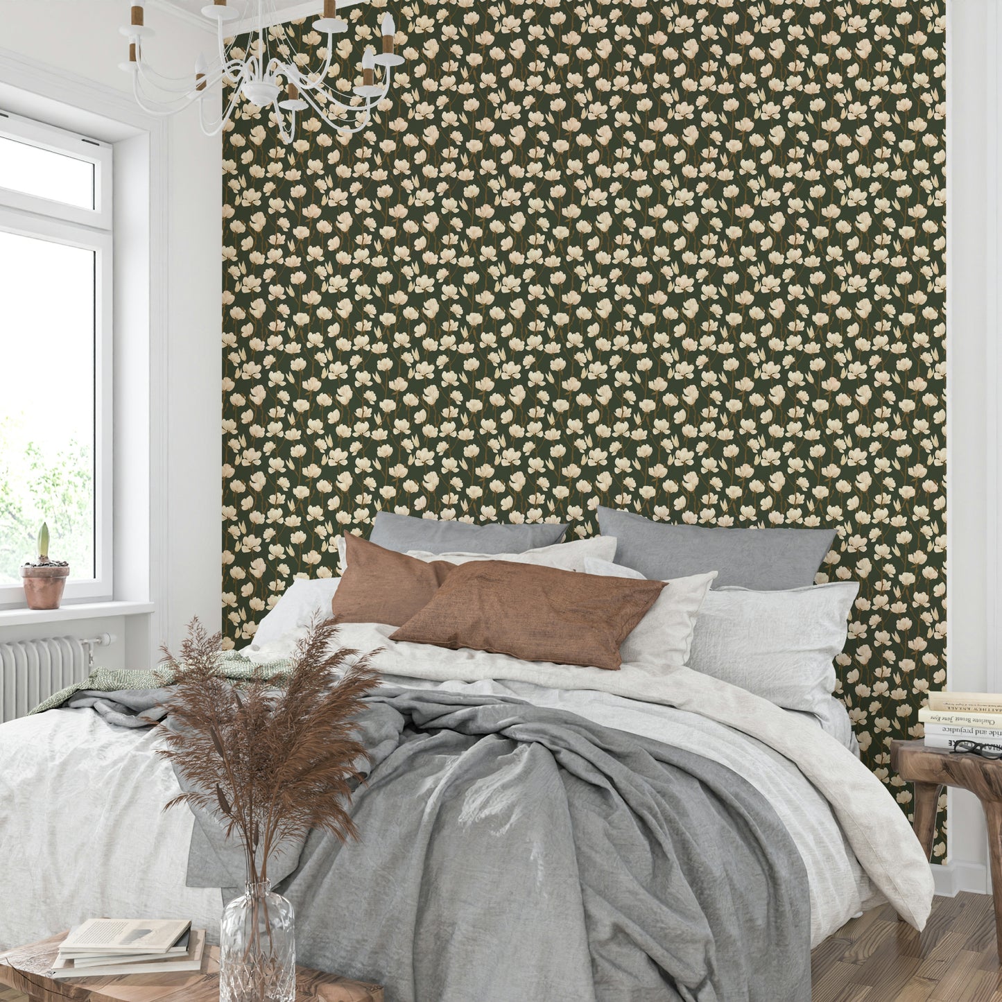 Forest dusk magnolia wallpaper for dramatic home decor

