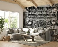 Two large pendant lights hang over the bar counter.

