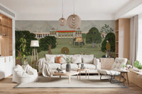 Majestic India Nature's Melody Wall Mural featuring peacocks and deer.