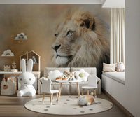 Lion Portrait Feature Wall Mural – Stunning lion mural showcasing fine details and depth, ideal for statement walls.