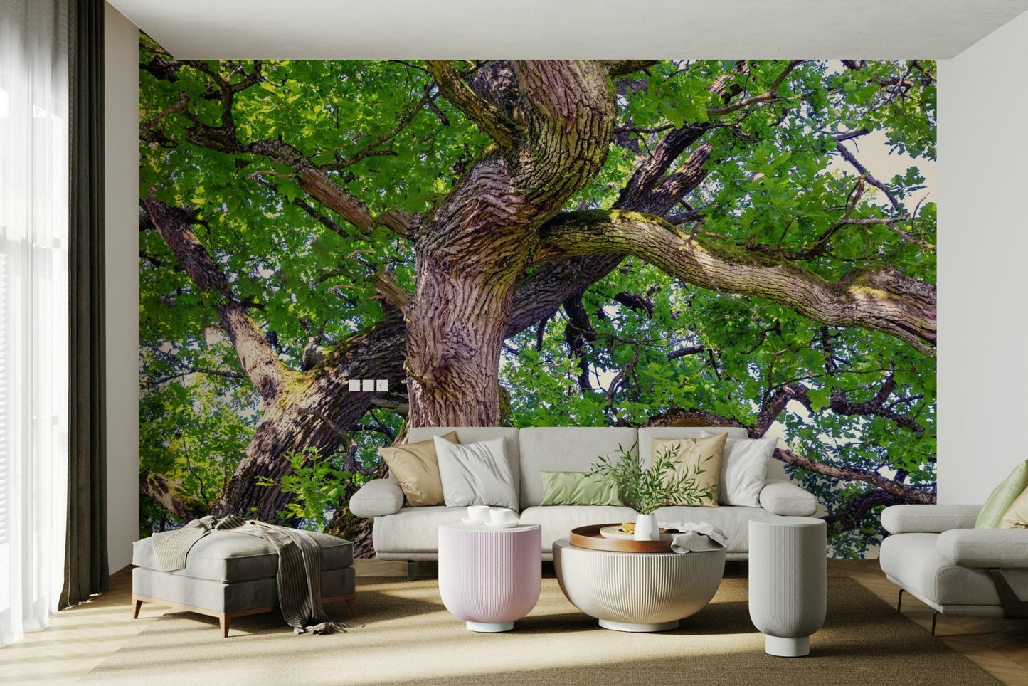 Calm green nature mural wallpaper
