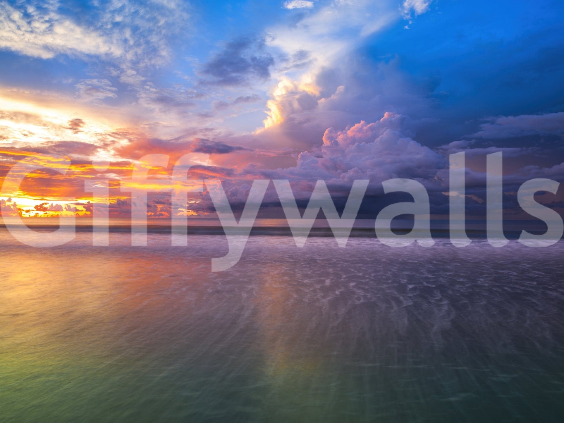 Cloudy evening horizon wallpaper for walls
