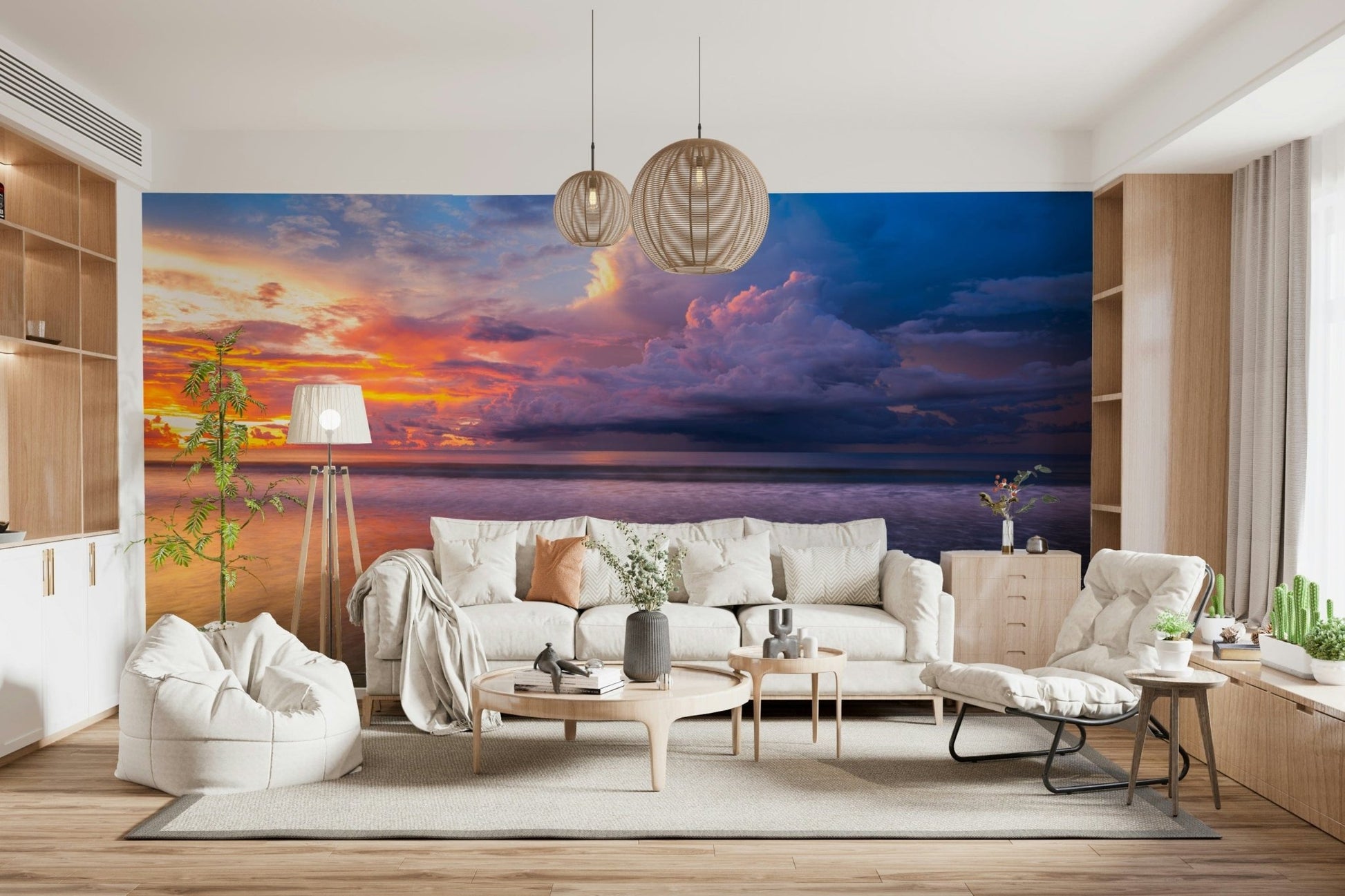 Intense stormy sky wallpaper for empty walls
