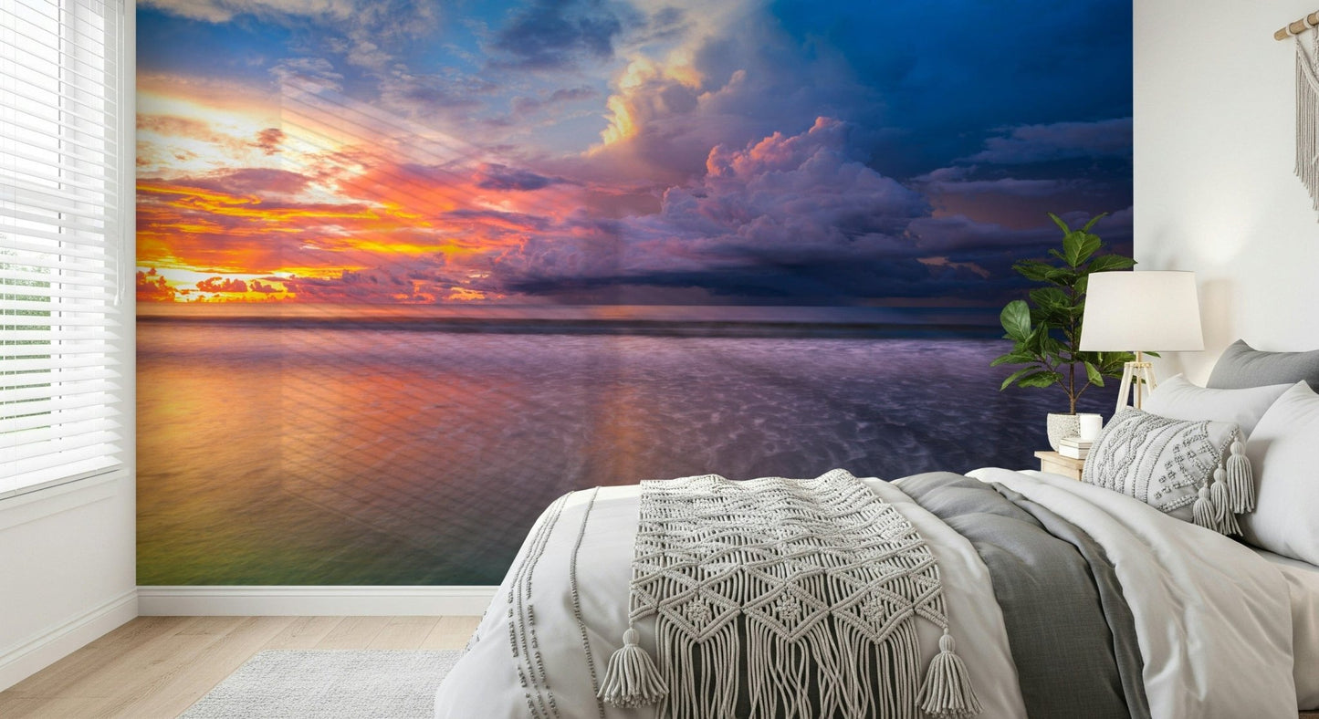 Dramatic sunset sky wallpaper with golden light