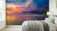Dramatic sunset sky wallpaper with golden light