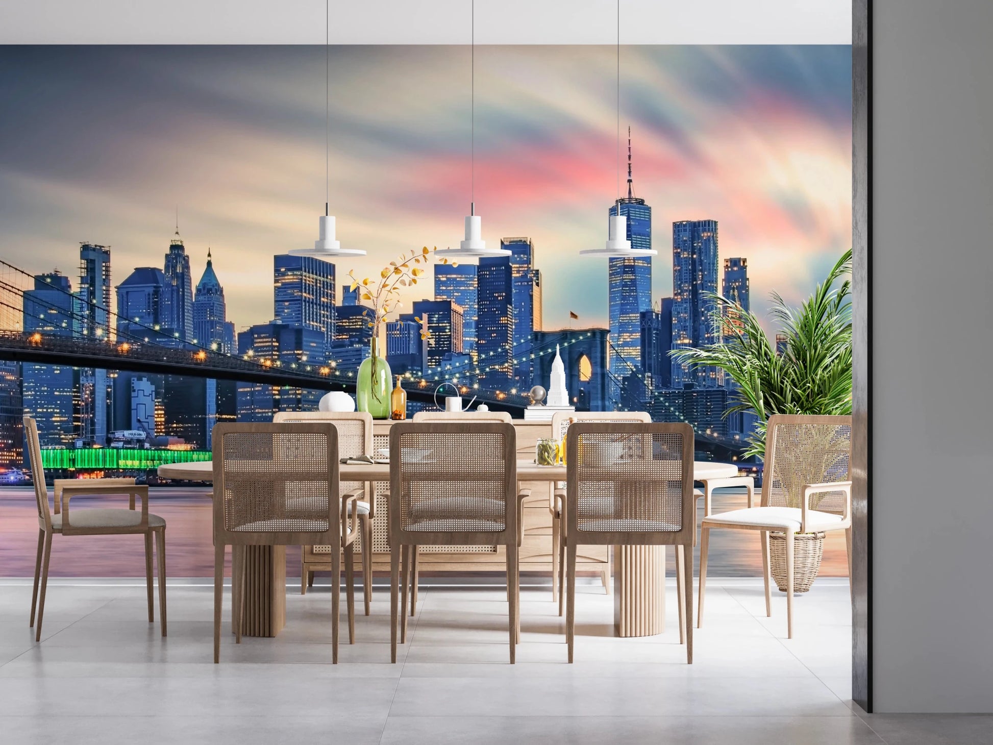 Manhattan City Lights Wall Mural