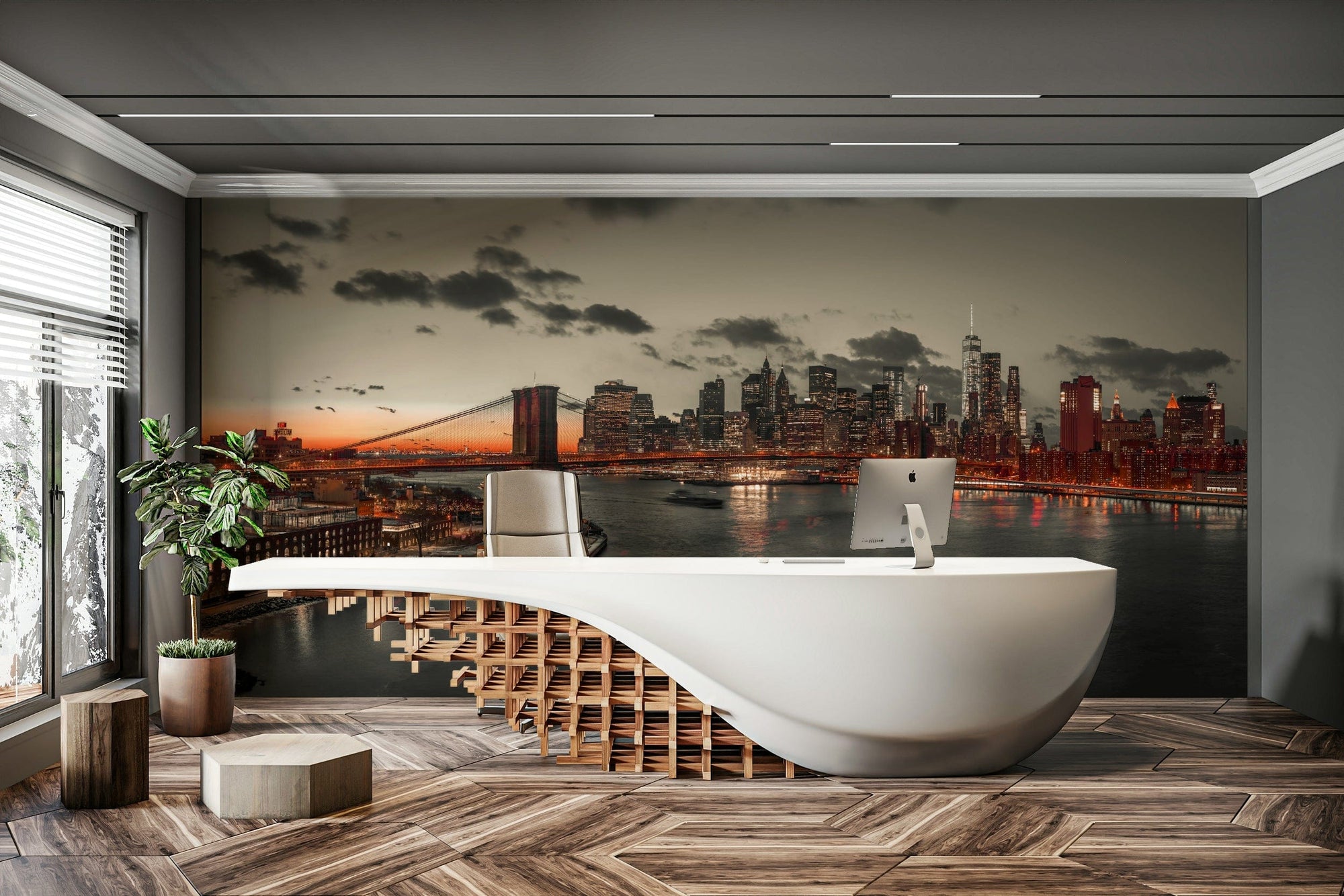Lower Manhattan Dusk skyline wallpaper

