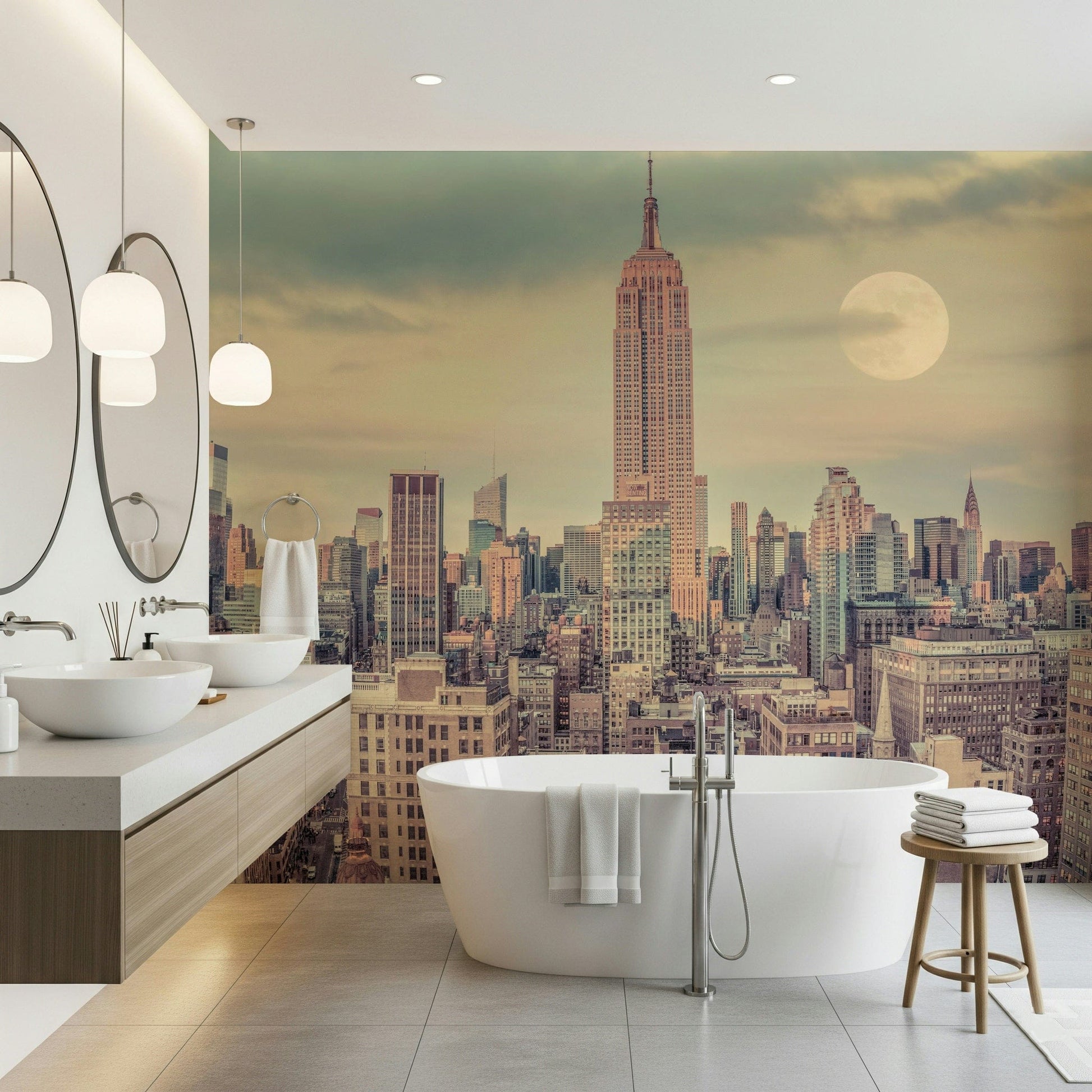 Manhattan Skyline product, midtown high-rise structures dominating view.