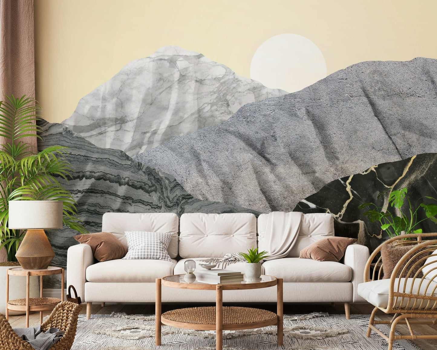 Stony Peaks: Marble Sun Wall Mural -2583867