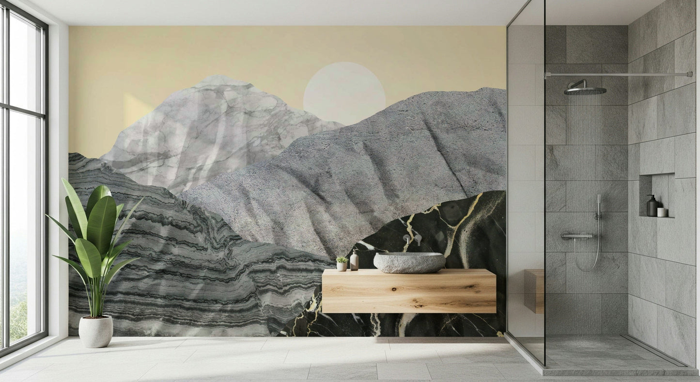 Stony Peaks: Marble Sun Wall Mural -2583867