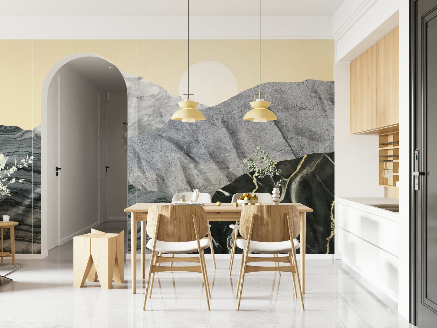 Stony Peaks: Marble Sun Wall Mural -2583867