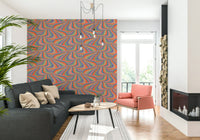 Colorful Marble Swirl Abstract Wallpaper – Energetic design with flowing stripes of pink, purple, blue, coral, mint, and cream.