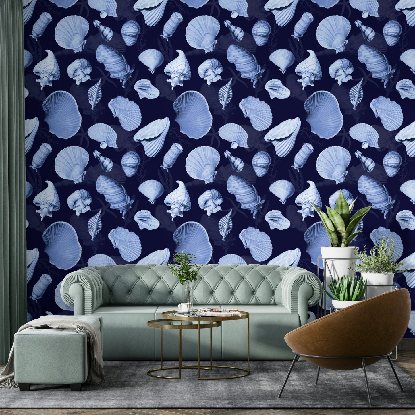 Spa-like interior with peaceful Marea wallpaper

