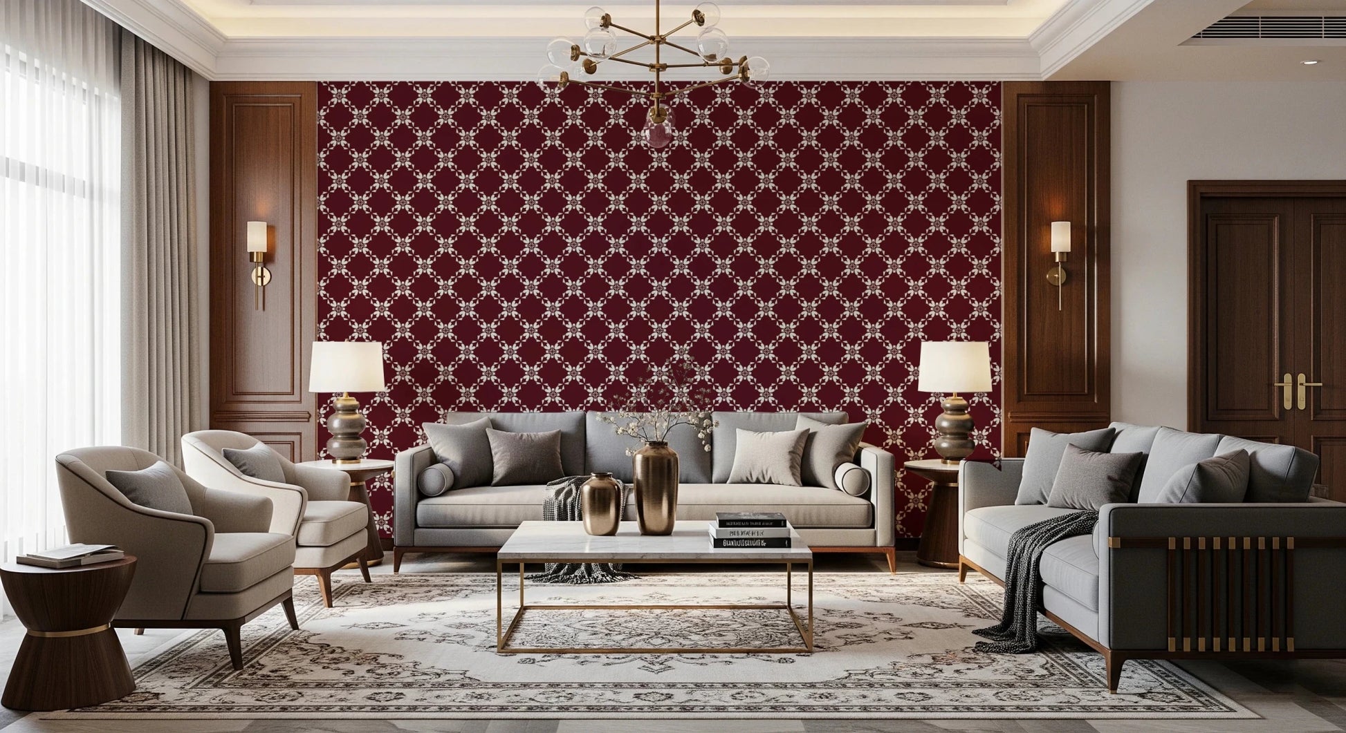 Maroon Lattice Wallpaper⁠