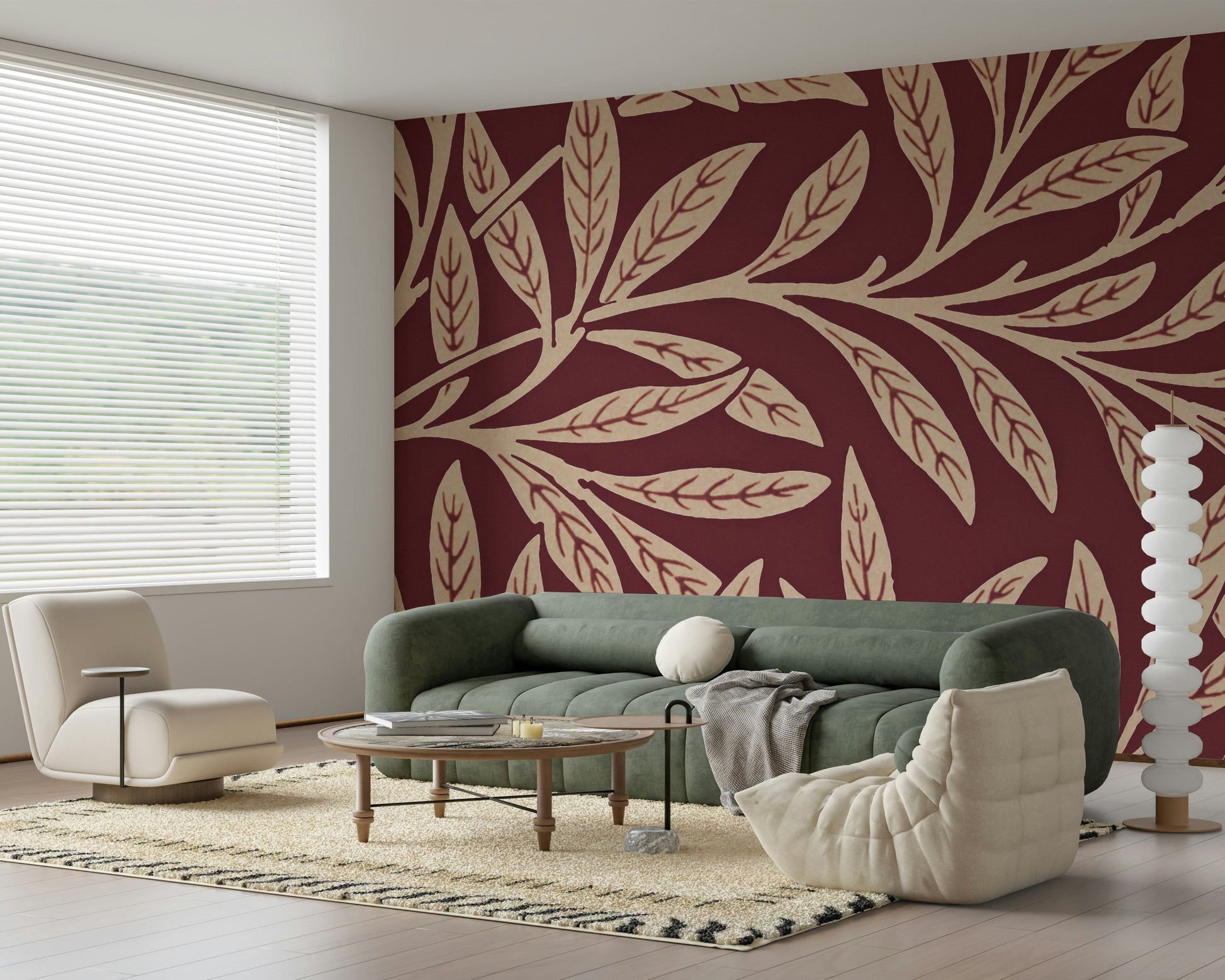 An artistic nature inspired mural for home decor.


