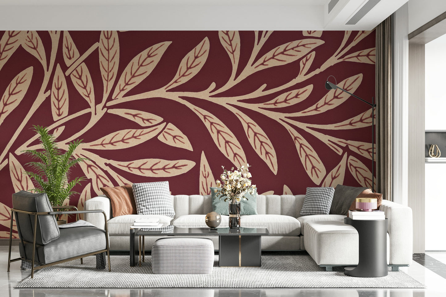 A classic vintage leaf wallpaper for walls.

