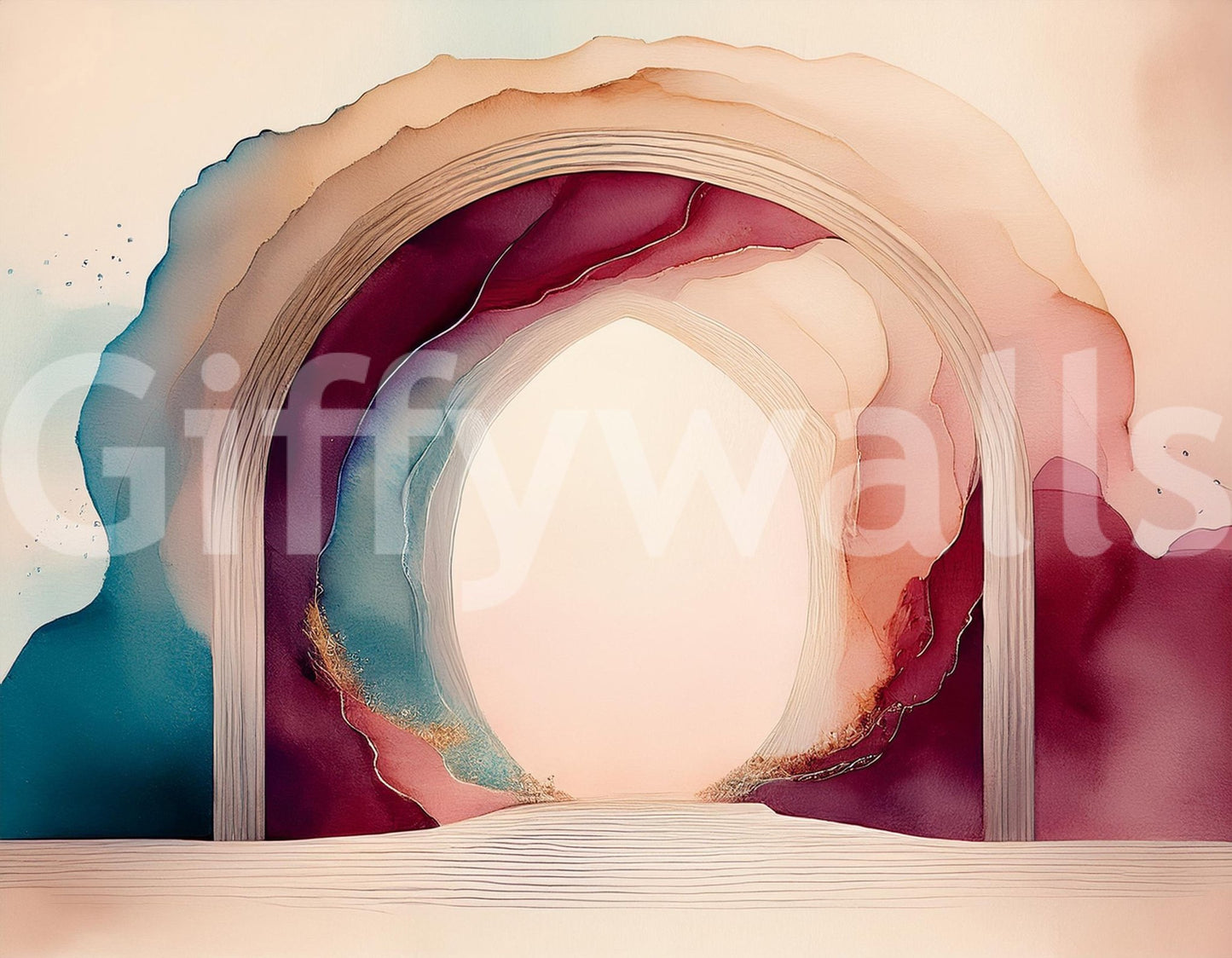 Soft, calming colors and celestial designs in Mayoral Sleep Portal mural.

