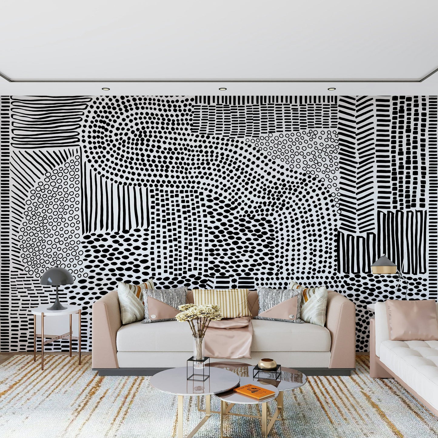 Black And White Maze Wall Mural