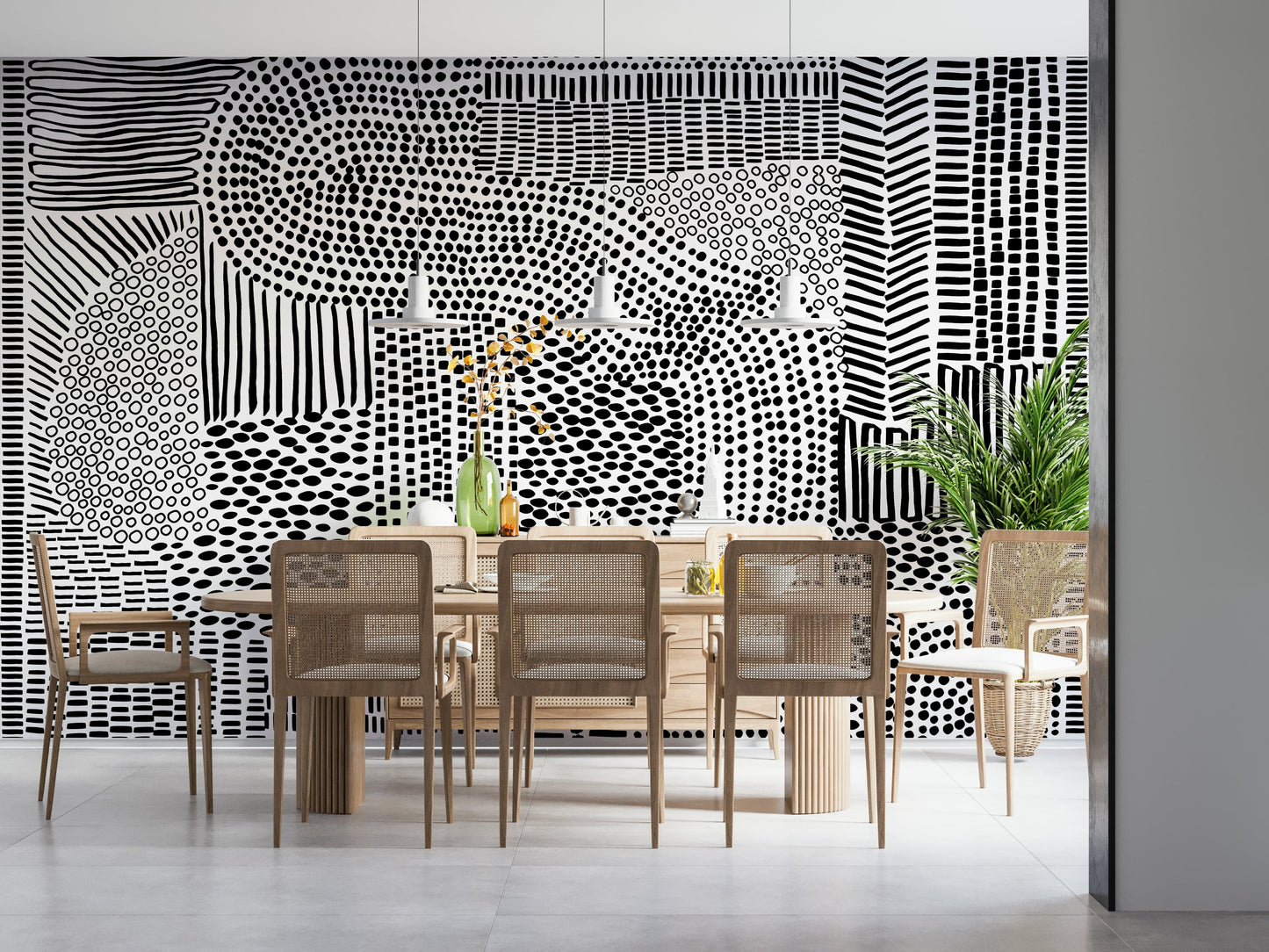 Black And White Maze Wall Mural