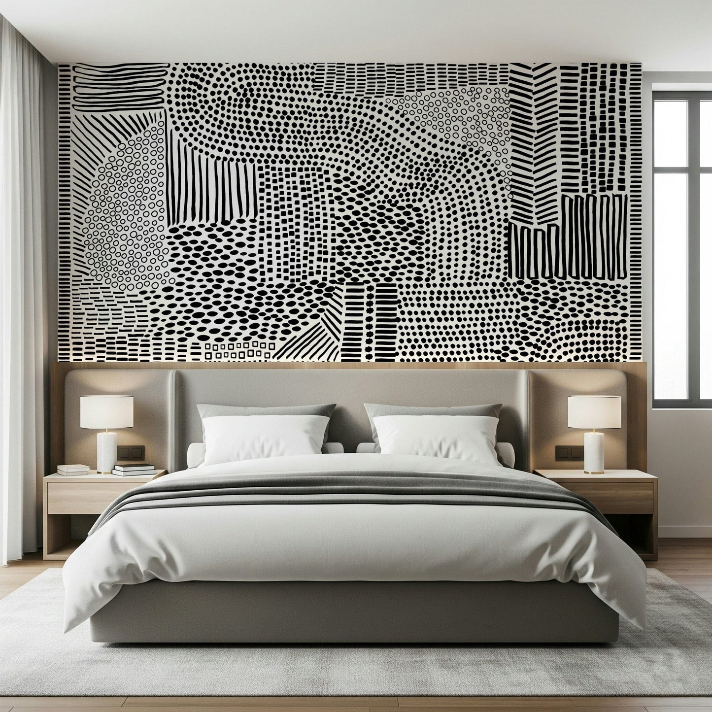 Black And White Maze Wall Mural