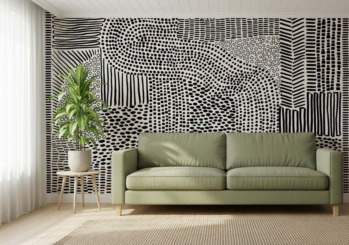 Black And White Maze Wall Mural