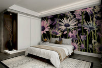 Close-up of delicate meadow flowers set against a dark backdrop

