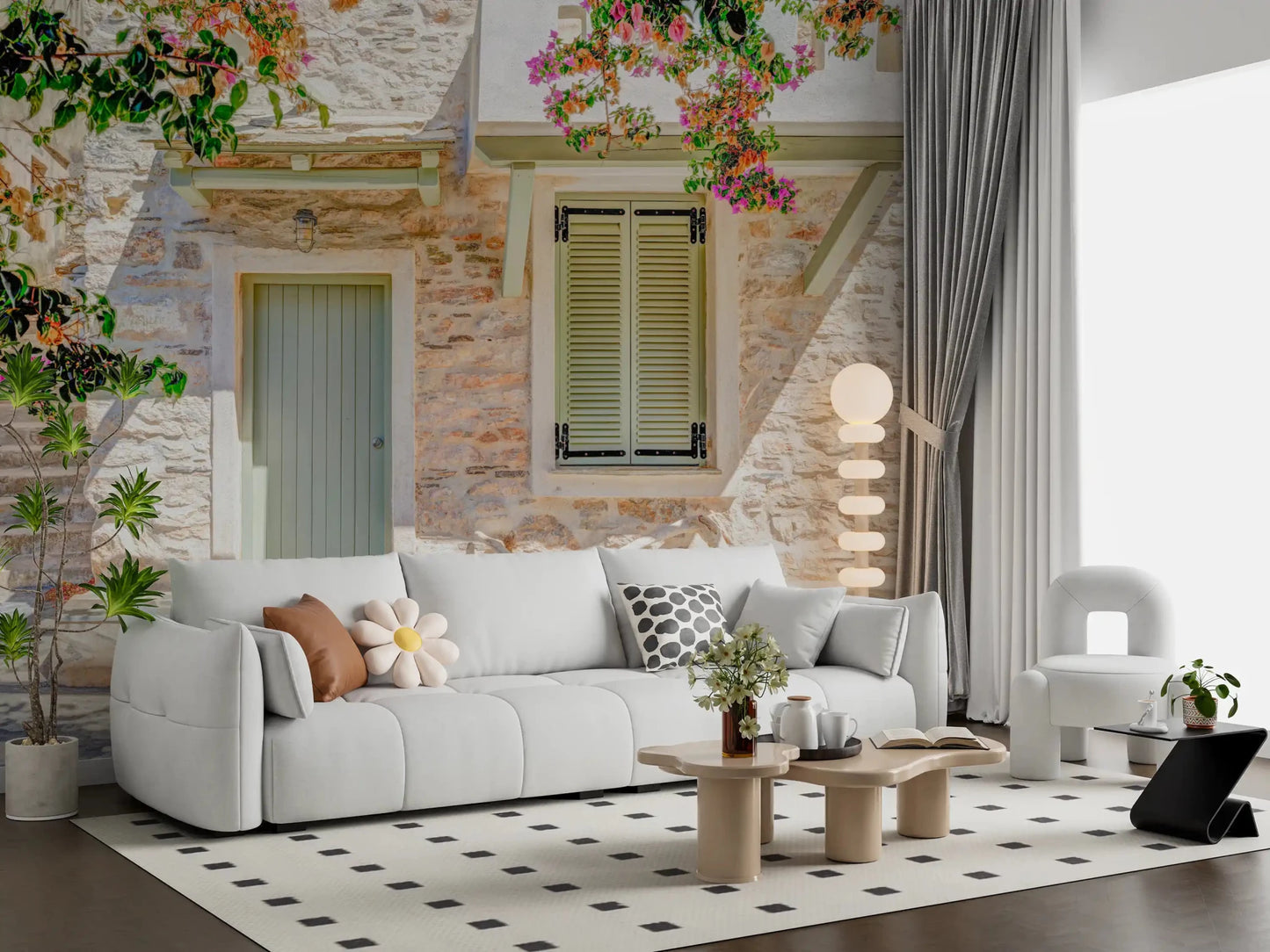 Traditional plaster and stone aesthetic in Mediterranean Doorway Charm Wall Mural.