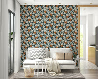 Mediterranean-inspired blue mural wallpaper for kitchens.

