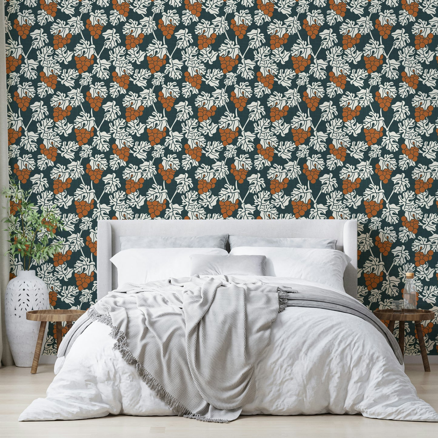 Elegant vineyard-inspired mural wallpaper for cozy rooms.

