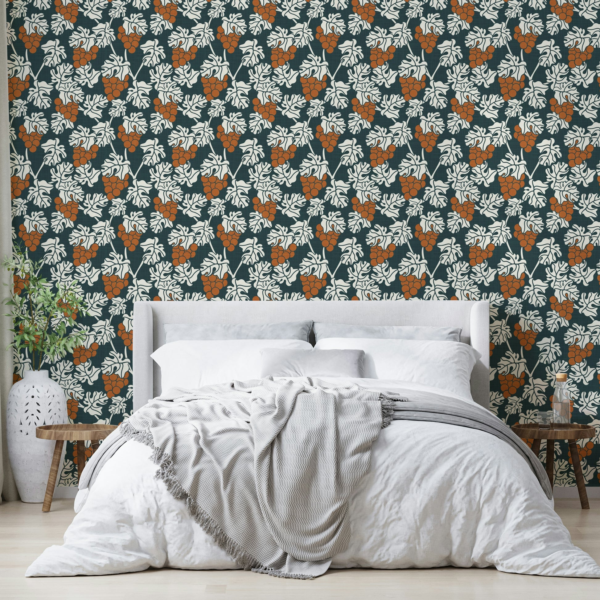 Elegant vineyard-inspired mural wallpaper for cozy rooms.

