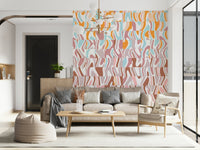 Melting Colors mural wallpaper abstract wavy striped pattern design.