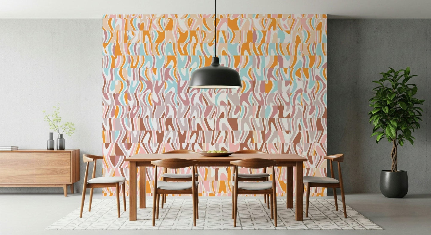 Abstract contemporary swirls Melting Colors wallpaper for walls artistic pattern.