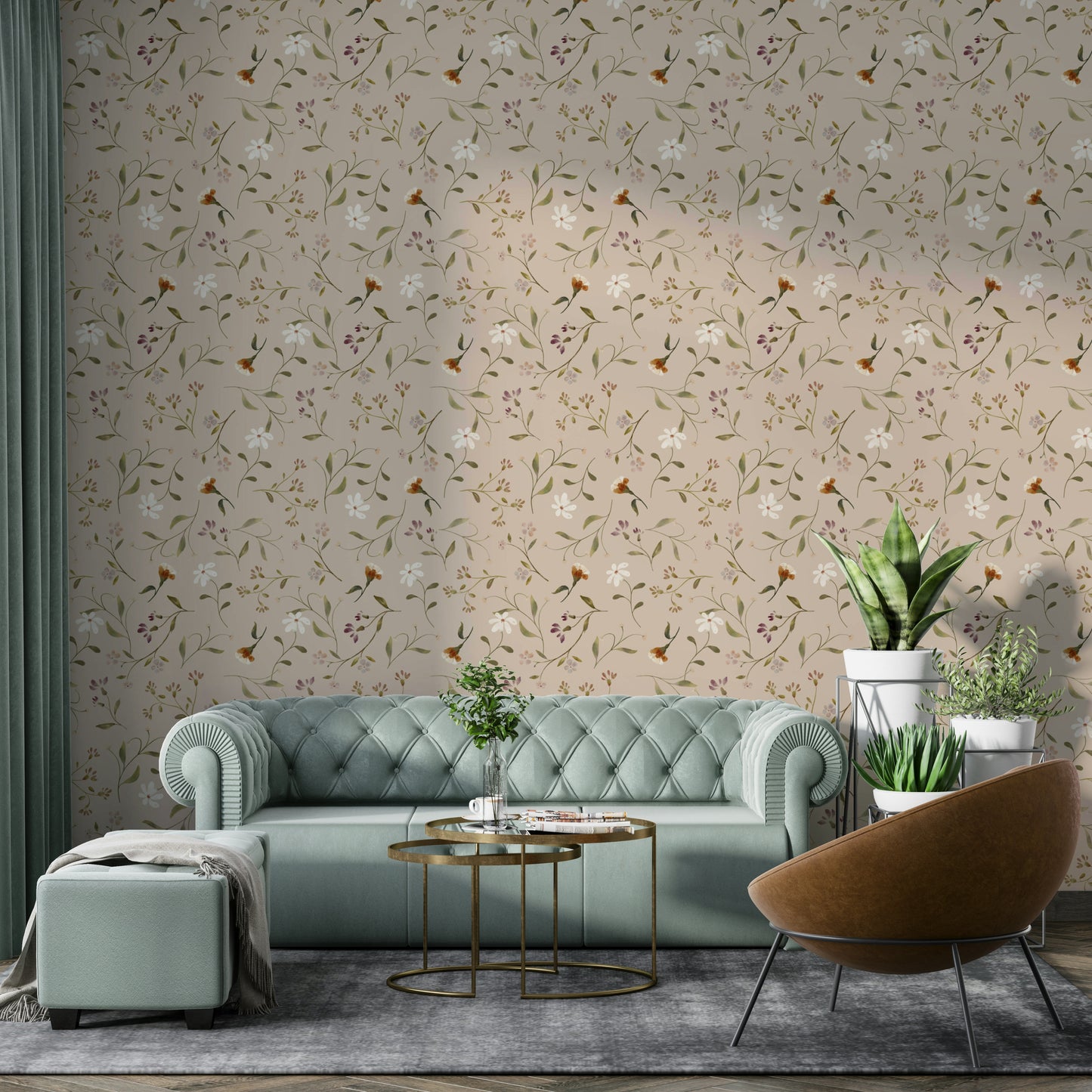 Romantic floral wallpaper with nostalgic petals

