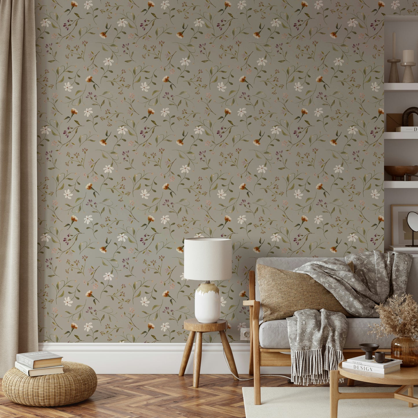 Elegant bedroom wallpaper with blooming petals

