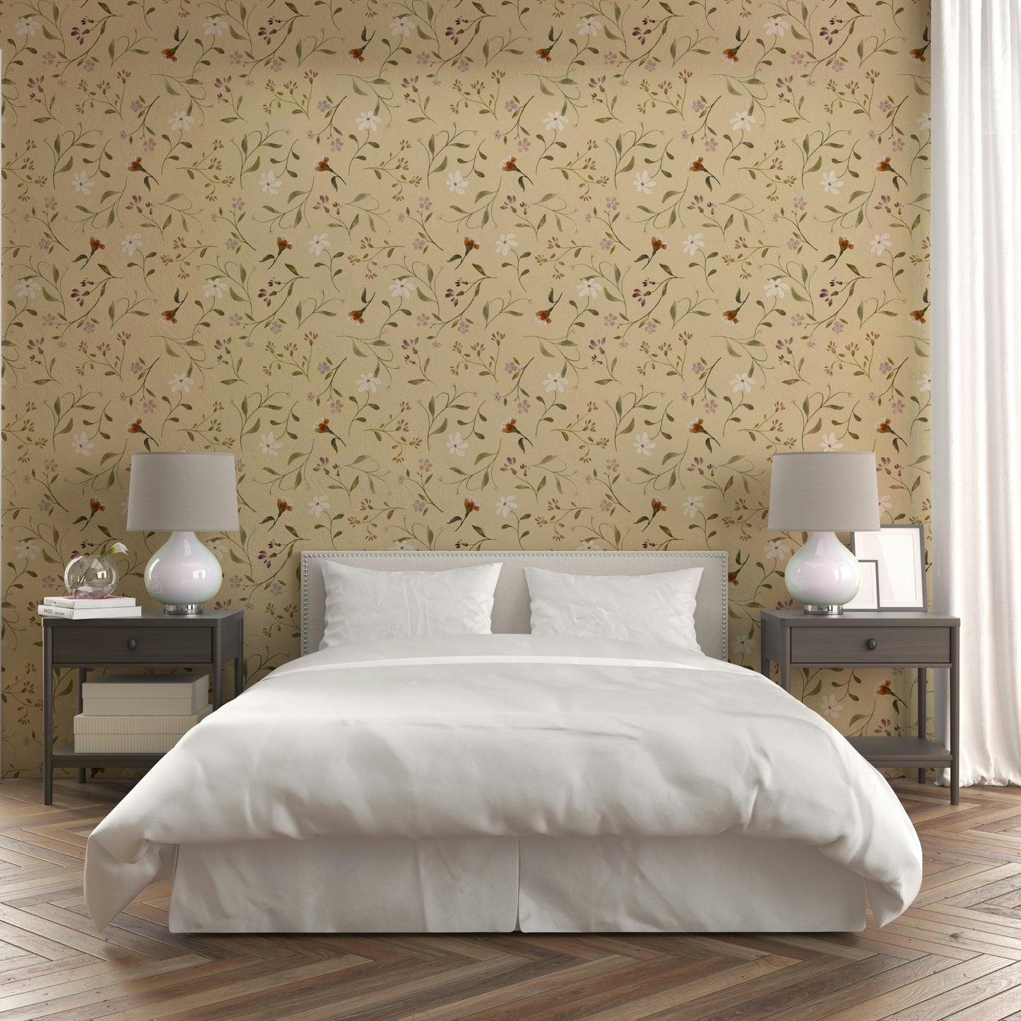 Light and airy floral wallpaper for calm interiors

