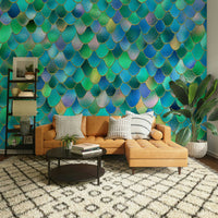 Wall mural with enchanted mermaid scales.


