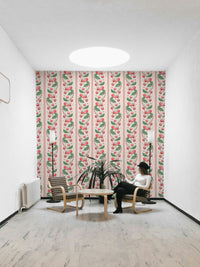 Joyful cherry stripe wallpaper for kitchen or living room

